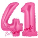 Luftballons aus Folie Zahl 41, Pink, 100 cm mit Helium zum 41. Geburtstag