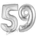 Luftballons aus Folie Zahl 59,Silber, 100 cm mit Helium zum 59. Geburtstag