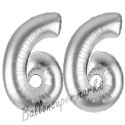 Luftballons aus Folie Zahl 66, Silber, 100 cm mit Helium zum 66. Geburtstag