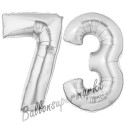 Luftballons aus Folie Zahl 73, Silber, 100 cm mit Helium zum 73. Geburtstag