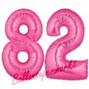 Luftballons aus Folie Zahl 82, Pink, 100 cm mit Helium zum 82. Geburtstag