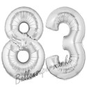 Luftballons aus Folie Zahl 83, Silber, 100 cm mit Helium zum 83. Geburtstag