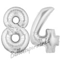 Luftballons aus Folie Zahl 84, Silber, 100 cm mit Helium zum 84. Geburtstag