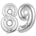 Luftballons aus Folie Zahl 89, Silber, 100 cm mit Helium zum 89. Geburtstag