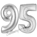 Luftballons aus Folie Zahl 95, Silber, 100 cm mit Helium zum 95. Geburtstag