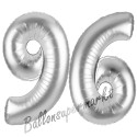 Luftballons aus Folie Zahl 96, Silber, 100 cm mit Helium zum 96. Geburtstag