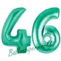 Luftballons aus Folie Zahl 46, Aquamarin, 100 cm mit Helium zum 46. Geburtstag