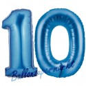 Luftballons aus Folie Zahl 10, Blau, 100 cm mit Helium zum 10. Geburtstag