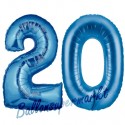 Luftballons aus Folie Zahl 20, Blau, 100 cm mit Helium zum 20. Geburtstag