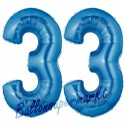 Luftballons aus Folie Zahl 33, Blau, 100 cm mit Helium zum 33. Geburtstag