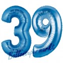 Luftballons aus Folie Zahl 39, Blau, 100 cm mit Helium zum 39. Geburtstag