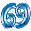 Luftballons aus Folie Zahl 69, Blau, 100 cm mit Helium zum 69. Geburtstag