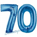 Luftballons aus Folie Zahl 70, Blau, 100 cm mit Helium zum 70. Geburtstag