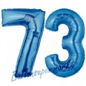 Luftballons aus Folie Zahl 73, Blau, 100 cm mit Helium zum 73. Geburtstag