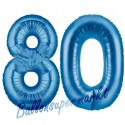 Luftballons aus Folie Zahl 80, Blau, 100 cm mit Helium zum 80. Geburtstag