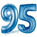 Luftballons aus Folie Zahl 95, Blau, 100 cm mit Helium zum 95. Geburtstag