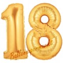 Luftballons aus Folie Zahl 18, Gold, 100 cm mit Helium zum 18. Geburtstag