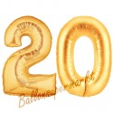 Luftballons aus Folie Zahl 20, Gold, 100 cm mit Helium zum 20. Geburtstag