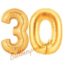 Luftballons aus Folie Zahl 30, Gold, 100 cm mit Helium zum 30. Geburtstag