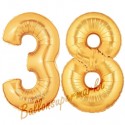 Luftballons aus Folie Zahl 38, Gold, 100 cm mit Helium zum 38. Geburtstag