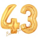 Luftballons aus Folie Zahl 43, Gold, 100 cm mit Helium zum 43. Geburtstag