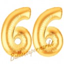 Luftballons aus Folie Zahl 66, Gold, 100 cm mit Helium zum 66. Geburtstag