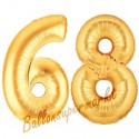 Luftballons aus Folie Zahl 68, Gold, 100 cm mit Helium zum 68. Geburtstag