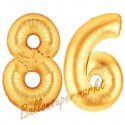 Luftballons aus Folie Zahl 86, Gold, 100 cm mit Helium zum 86. Geburtstag