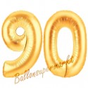 Luftballons aus Folie Zahl 90, Gold, 100 cm mit Helium zum 90. Geburtstag