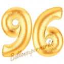 Luftballons aus Folie Zahl 96, Gold, 100 cm mit Helium zum 96. Geburtstag