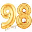 Luftballons aus Folie Zahl 98, Gold, 100 cm mit Helium zum 98. Geburtstag