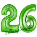 Luftballons aus Folie Zahl 26, Grün, 100 cm mit Helium zum 26. Geburtstag