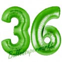 Luftballons aus Folie Zahl 36, Grün, 100 cm mit Helium zum 36. Geburtstag