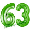 Luftballons aus Folie Zahl 63, Grün, 100 cm mit Helium zum 63. Geburtstag