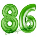 Luftballons aus Folie Zahl 86, Grün, 100 cm mit Helium zum 86. Geburtstag