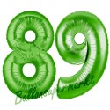 Luftballons aus Folie Zahl 89, Grün, 100 cm mit Helium zum 89. Geburtstag