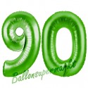 Luftballons aus Folie Zahl 90, Grün, 100 cm mit Helium zum 90. Geburtstag