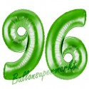 Luftballons aus Folie Zahl 96, Grün, 100 cm mit Helium zum 96. Geburtstag