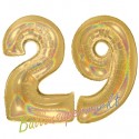 Luftballons aus Folie Zahl 29, Gold, holografisch, 100 cm mit Helium zum 29. Geburtstag