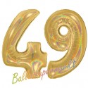 Luftballons aus Folie Zahl 49, Gold, holografisch, 100 cm mit Helium zum 49. Geburtstag