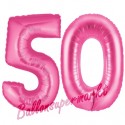 Luftballons aus Folie Zahl 50, Pink, 100 cm mit Helium zum 50. Geburtstag