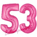 Luftballons aus Folie Zahl 53,Pink, 100 cm mit Helium zum 53. Geburtstag