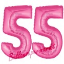 Luftballons aus Folie Zahl 55, Pink, 100 cm mit Helium zum 55. Geburtstag