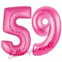 Luftballons aus Folie Zahl 59, Pink, 100 cm mit Helium zum 59. Geburtstag