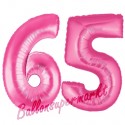 Luftballons aus Folie Zahl 65, Pink, 100 cm mit Helium zum 65. Geburtstag