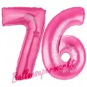 Luftballons aus Folie Zahl 76, Pink, 100 cm mit Helium zum 76. Geburtstag