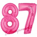 Luftballons aus Folie Zahl 87, Pink, 100 cm mit Helium zum 87. Geburtstag