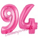 Luftballons aus Folie Zahl 94, Pink, 100 cm mit Helium zum 94. Geburtstag