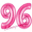 Luftballons aus Folie Zahl 96, Pink, 100 cm mit Helium zum 96. Geburtstag