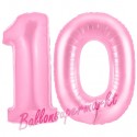 Luftballons aus Folie Zahl 10, Rosa, 100 cm mit Helium zum 10. Geburtstag